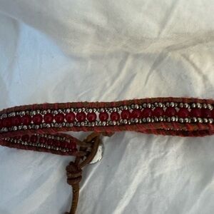 Chan Luu Red and Silver Beaded Bracelet